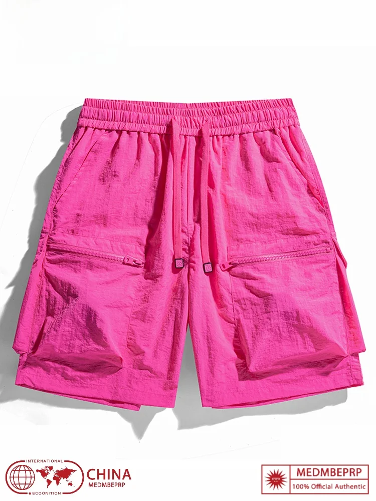 

MEDMBEPRP Модная рабочая одежда, свободные широкие брюки цвета Dragon Fruit, эластичные спортивные мужские повседневные брюки из 5 предметов, молодежные летние брюки...