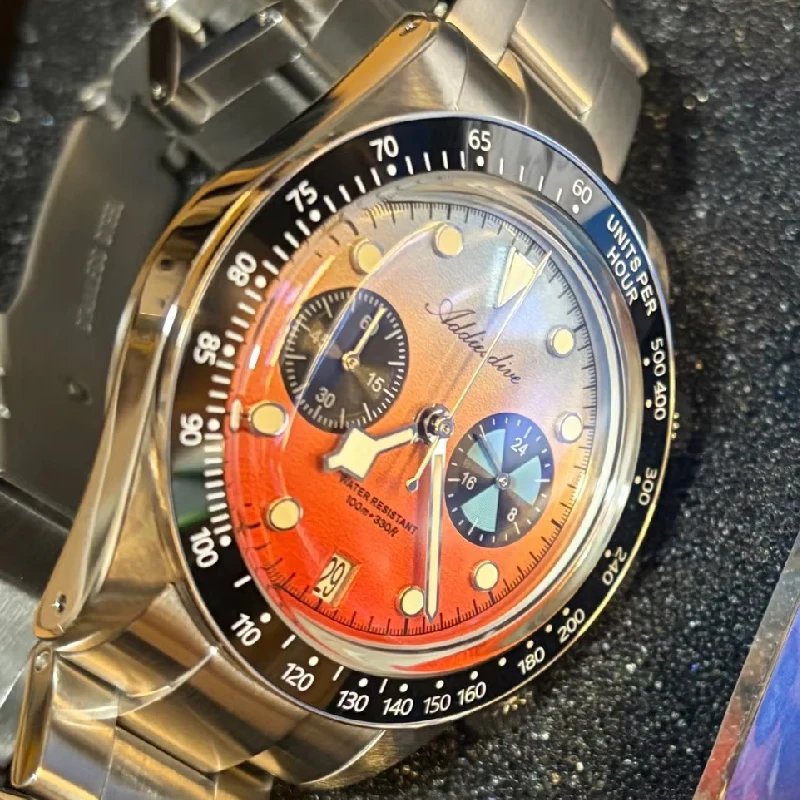 ADDIESDIVE 40MM Chronograph Quartz Watch 316L Stainless Steel Date Display Ceramic Bezel Wristwatches for Men Waterproof Watches