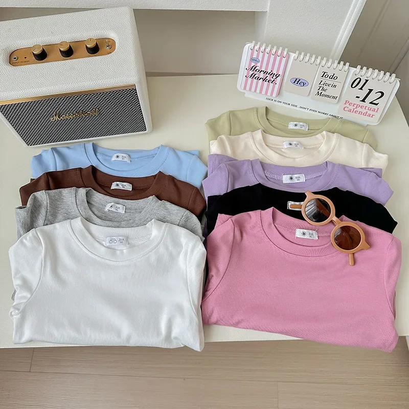 2-10T Toddler Kid Tshirt Baby Boy Girl Clothes Long Sleeve Basic Tee Top Cotton Infant T Shirt Casaul Loose Tee Top Outfit