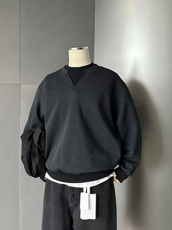 

plus Size Men's Vintage Floral Sweatirt V-Ne Loose Fit Patchwork Design Breathable Comfortable Anti-Wrinkle Wear Resistant