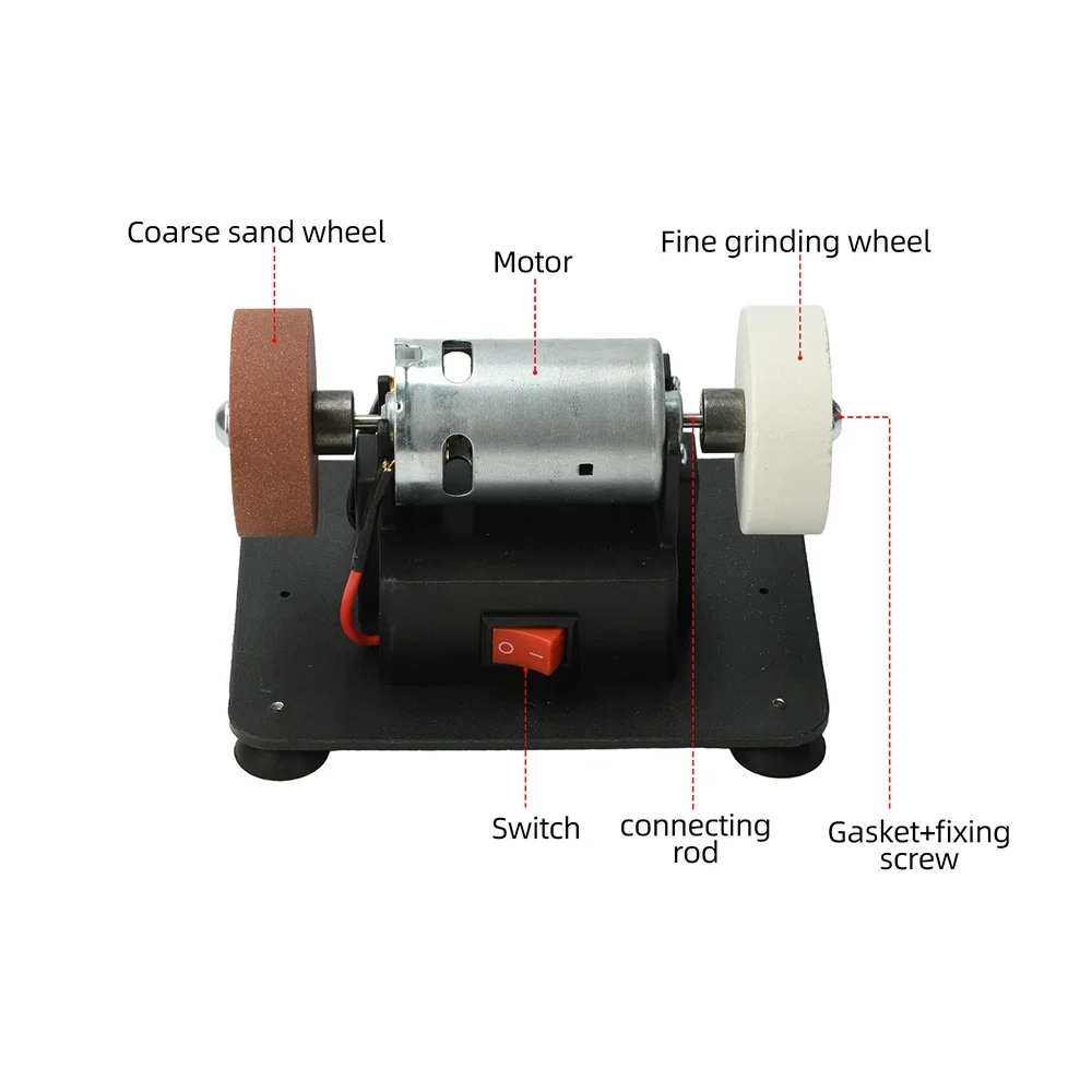 Elektrischer Schleifer 100W Reiner Kupfermotor AC 100-240V Grob- und Feinschleif- sowie Poliermaschine Tragbares Desktop-Schleifwerkzeug – Detail 11
