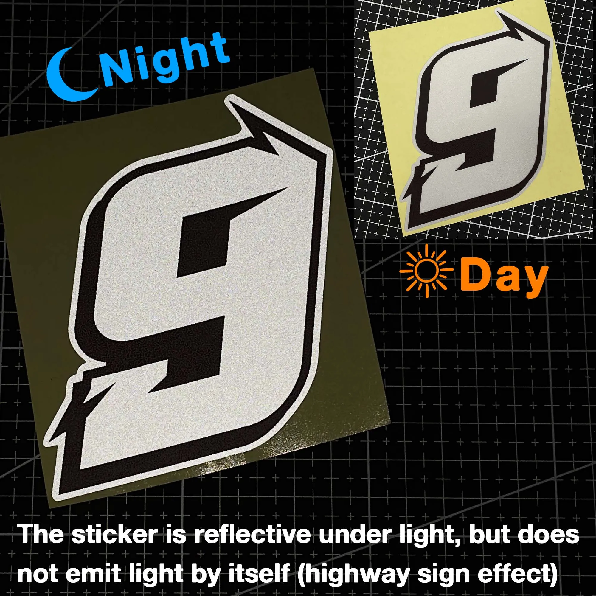 1PC Reflective Arabic Numerals 0-9 Silver Motorcycle Stickers Waterproof for Racing Front Fairing Fuel Tank Helmet Vinyl Decals
