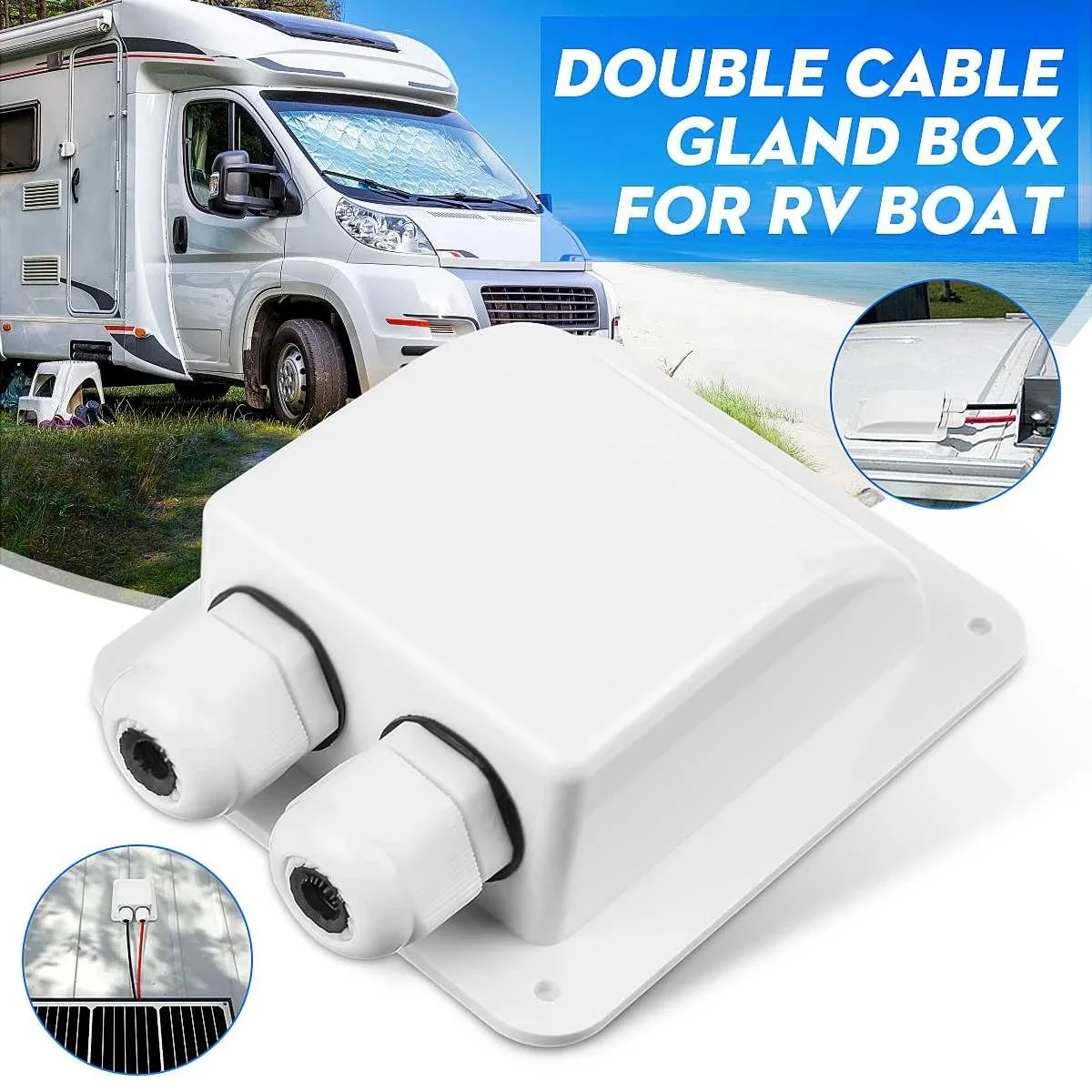 Waterproof ABS Solar Panel Double/Single Hole Wire Cable Entry Gland Sealing Junction Box Curved Connector For RV Caravan