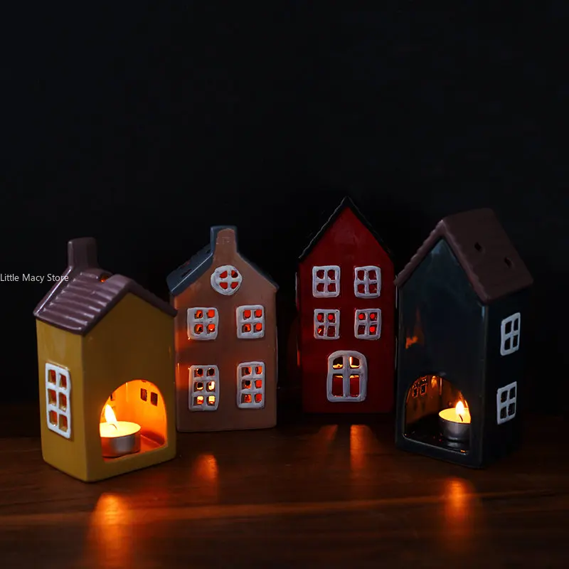 

Minimalist Nature Scandinavian Hand-painted Ceramic House Aromatherapy Candelabra Candlelight Dinner Home Decorative Ornaments