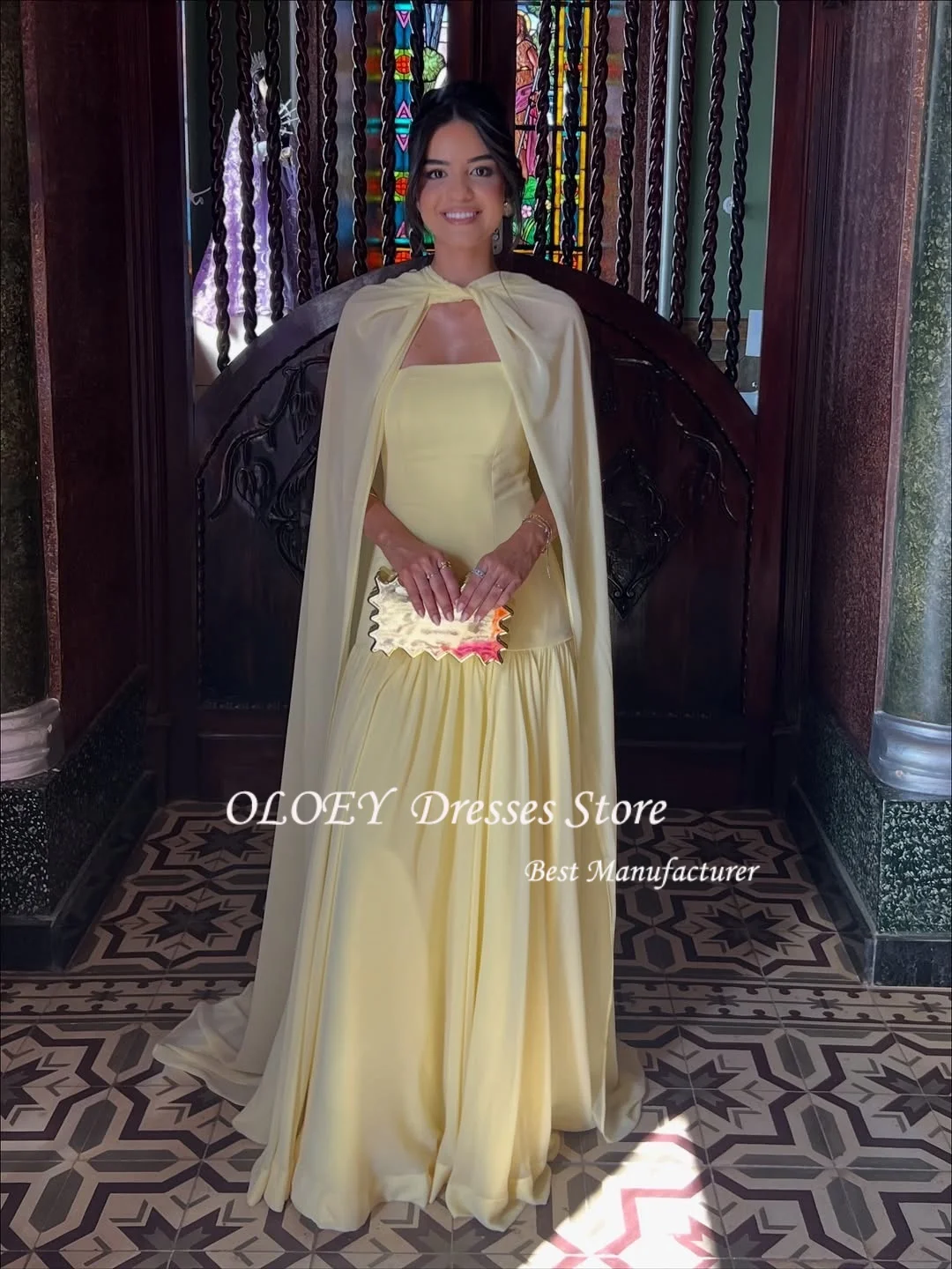 OLOEY Chiffon Ball Gown Luxury Prom Dresses 2026 Custom Made Bespoke Occasion Dresses for Special Occasions Shawl Elegant Gowns