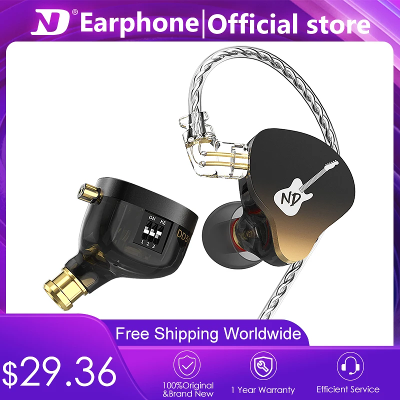 

ND in Ear Monitor Headphones Adjustable Dual Magnetic Dynamic IEM Earphones 4 Tuning Modes Sports Running Dynamic Wired Headsets