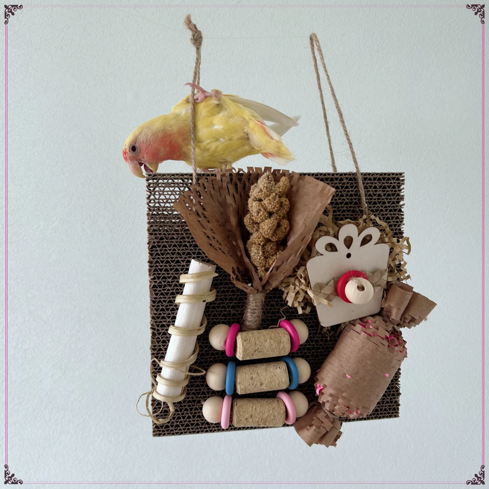 

Parakeet Toys Parrot Conure Hanging Chewable Cardboard Foraging Suitable for Budgies, Cockatiels, Lovebirds, Sun Conures