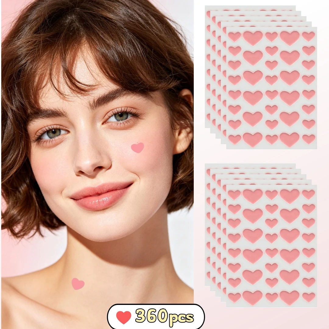 Lovely Pink Heart‑Shaped Pinple Patch Cute Decorative Skin Cover Stickers Lightweight Waterproof Daily Makeup Cosmetic Supplies