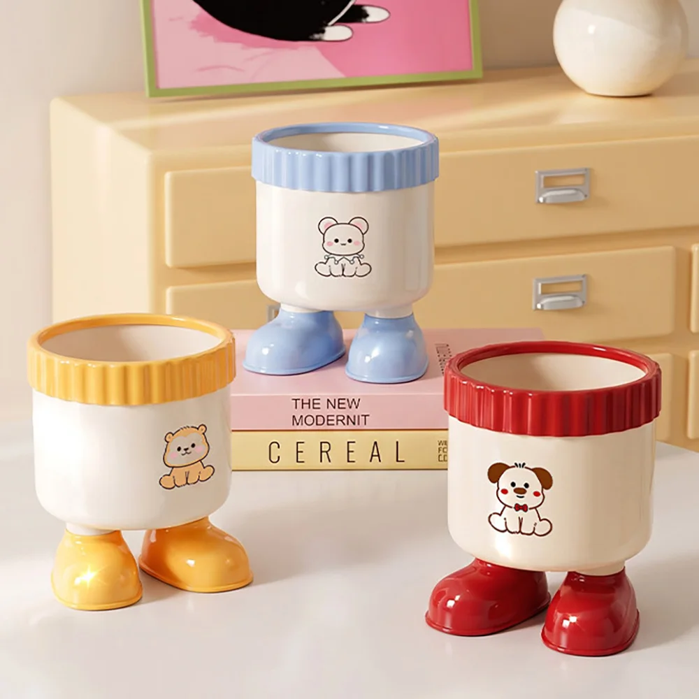 Cartoon cute creative pen holder, large capacity student desk stationery storage, desktop ornament storage box