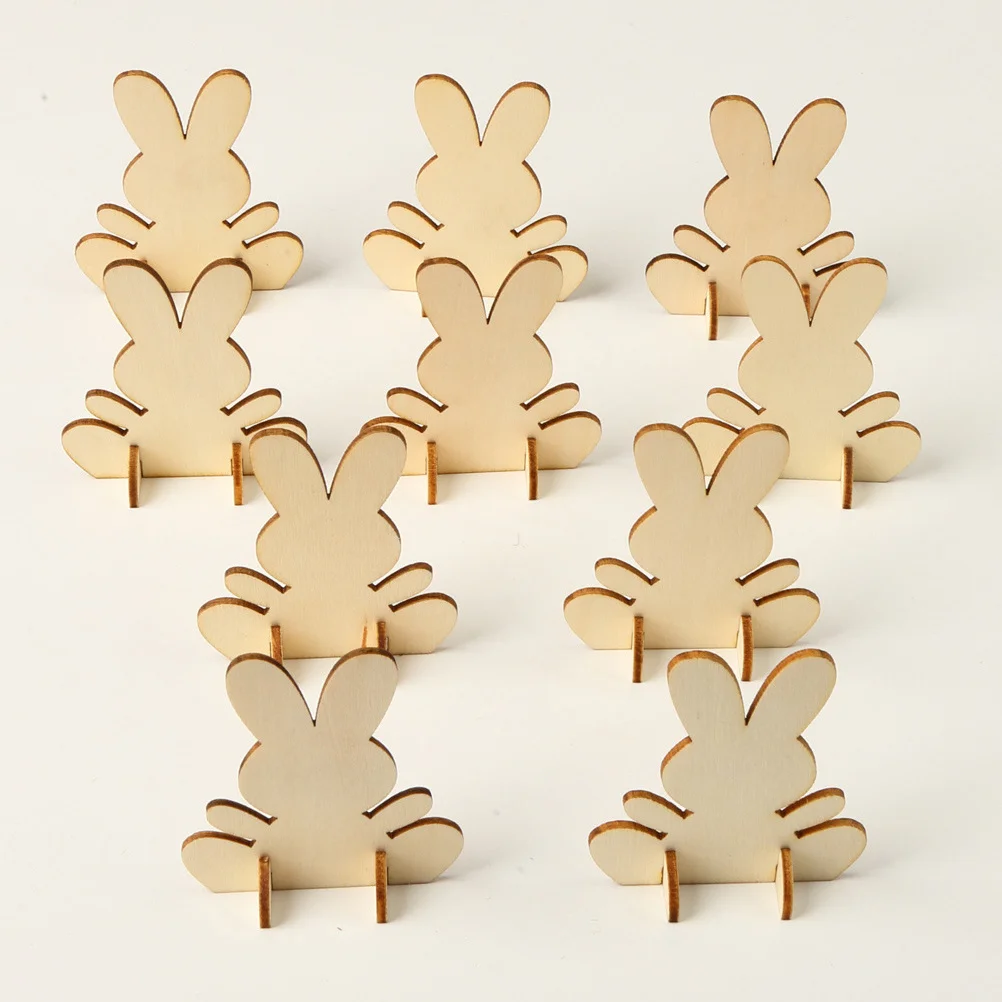 12 Buah Potongan Kelinci Paskah Kayu DIY Dekorasi Kelinci Belum Selesai untuk Aktivitas Melukis Kerajinan Anak-anak Perlengkapan Pesta Paskah