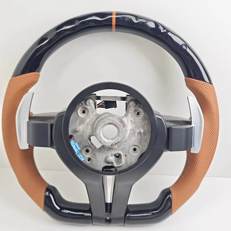 For F01 F10 F20 F30 F32 F36 X5 F15 F25 F80 F82 F85 F87 F90 E90 Leather Steering Wheel Brown Color Piano Black M5 M4 M2 M6