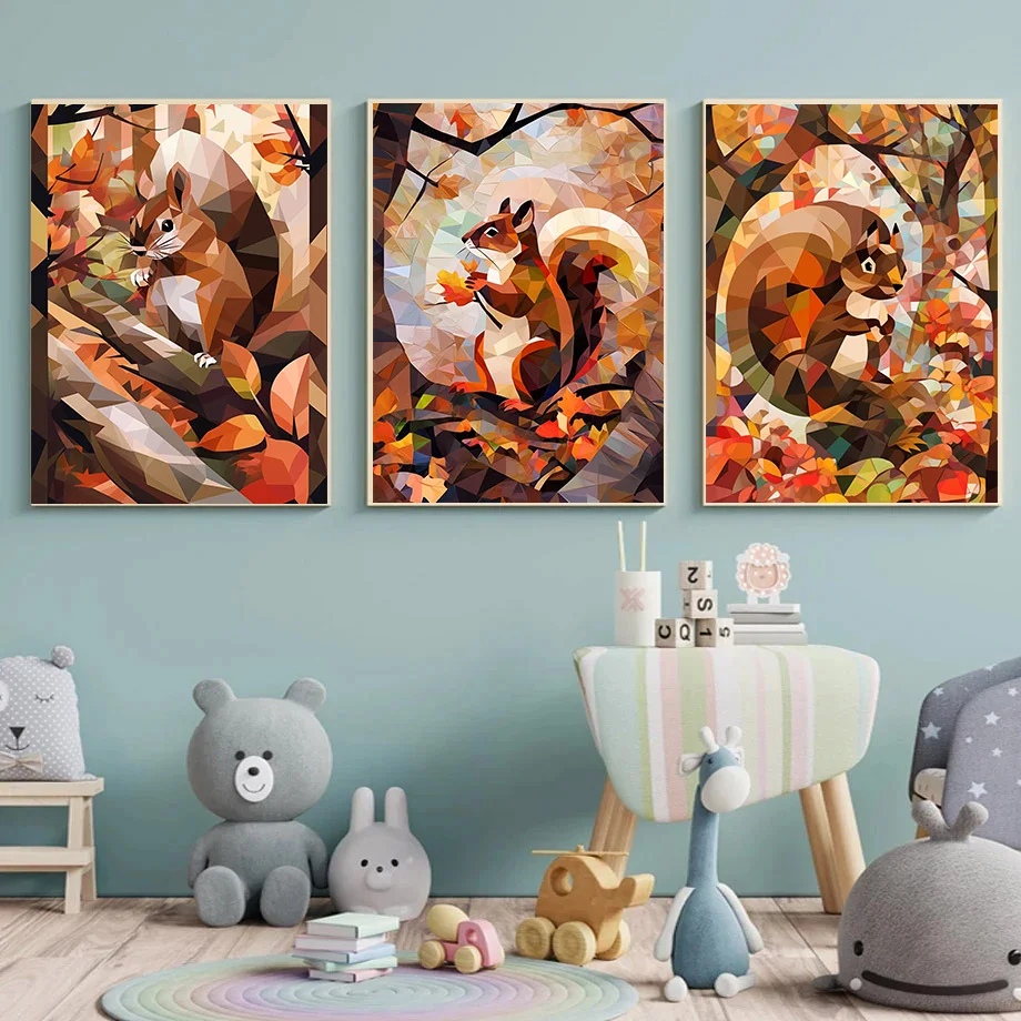 Bedroom Decoration Home Decor Interior Canvas Painting Decorative Paintings Squirrels Are Cute and Eye-catching 1Pcs Room Wall