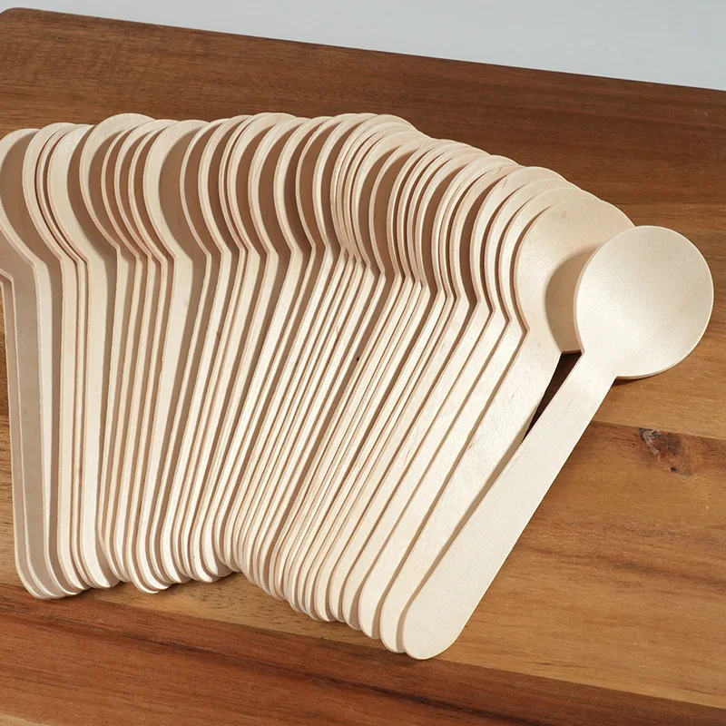 Houten Lepel Met Ronde Kop Ijs Hout Dessert Taart Scoop Westerse Bruiloft Servies Wegwerp Lepels Keukenbenodigdheden