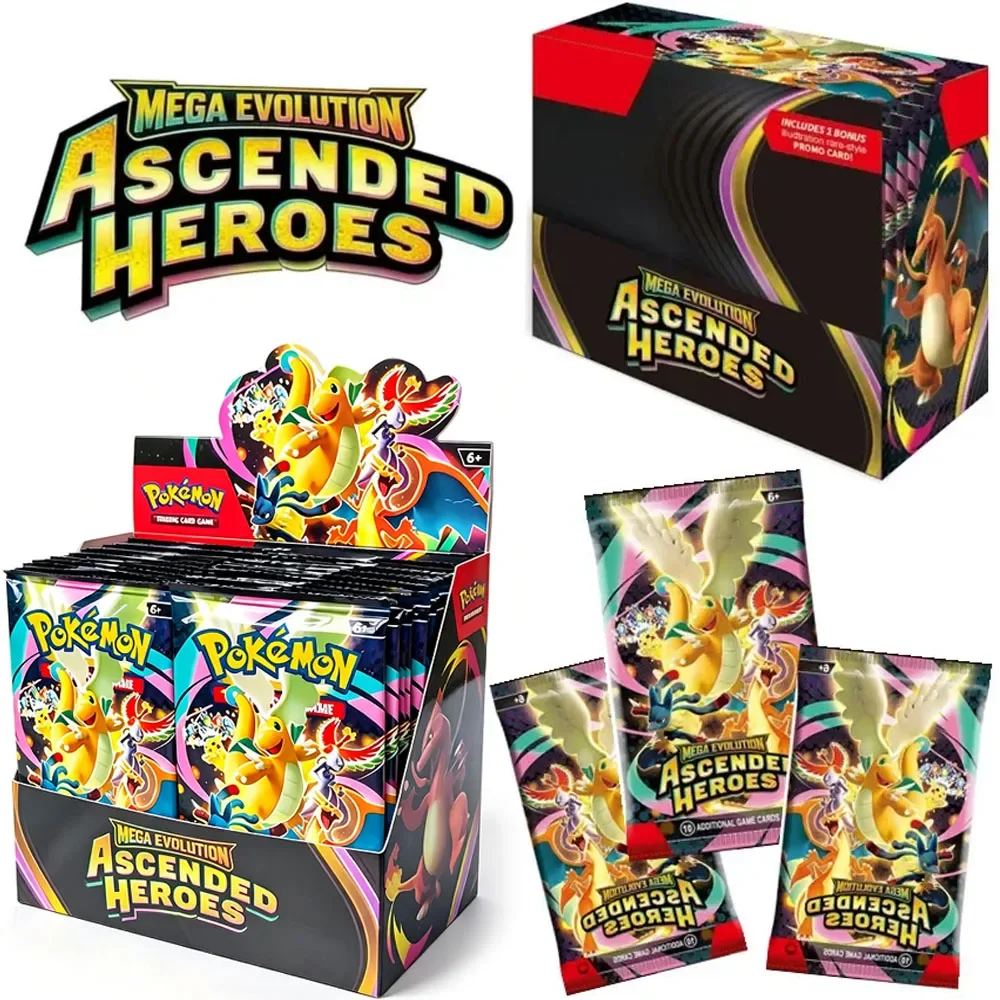 10/360PCS, paquets de cartes Pokémon 151, ASCENDED HEROES. Évolutions, PALDEAN FATES, renforcement en anglais, carte cadeau de transaction de combat