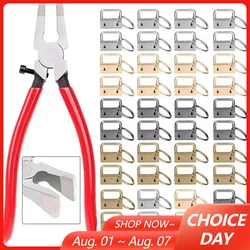20/40/60PCS Webbing Tail Clip Key Fob Hardware 25mm Keychain Split Ring with Tool Pliers for Wrist Wristlets Cotton Tail Clip