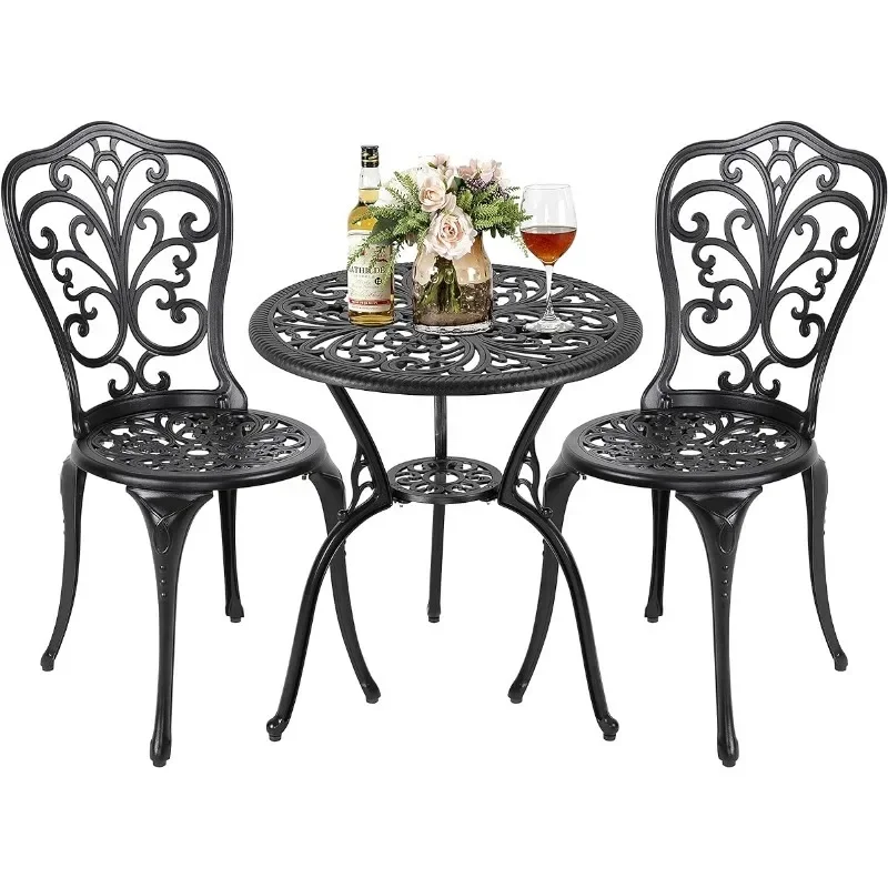 

Garden 3 Piece Outdoor Bistro Table Set All Weather Cast Aluminum Patio Bistro Sets Patio Table And Chairs Set Of 2