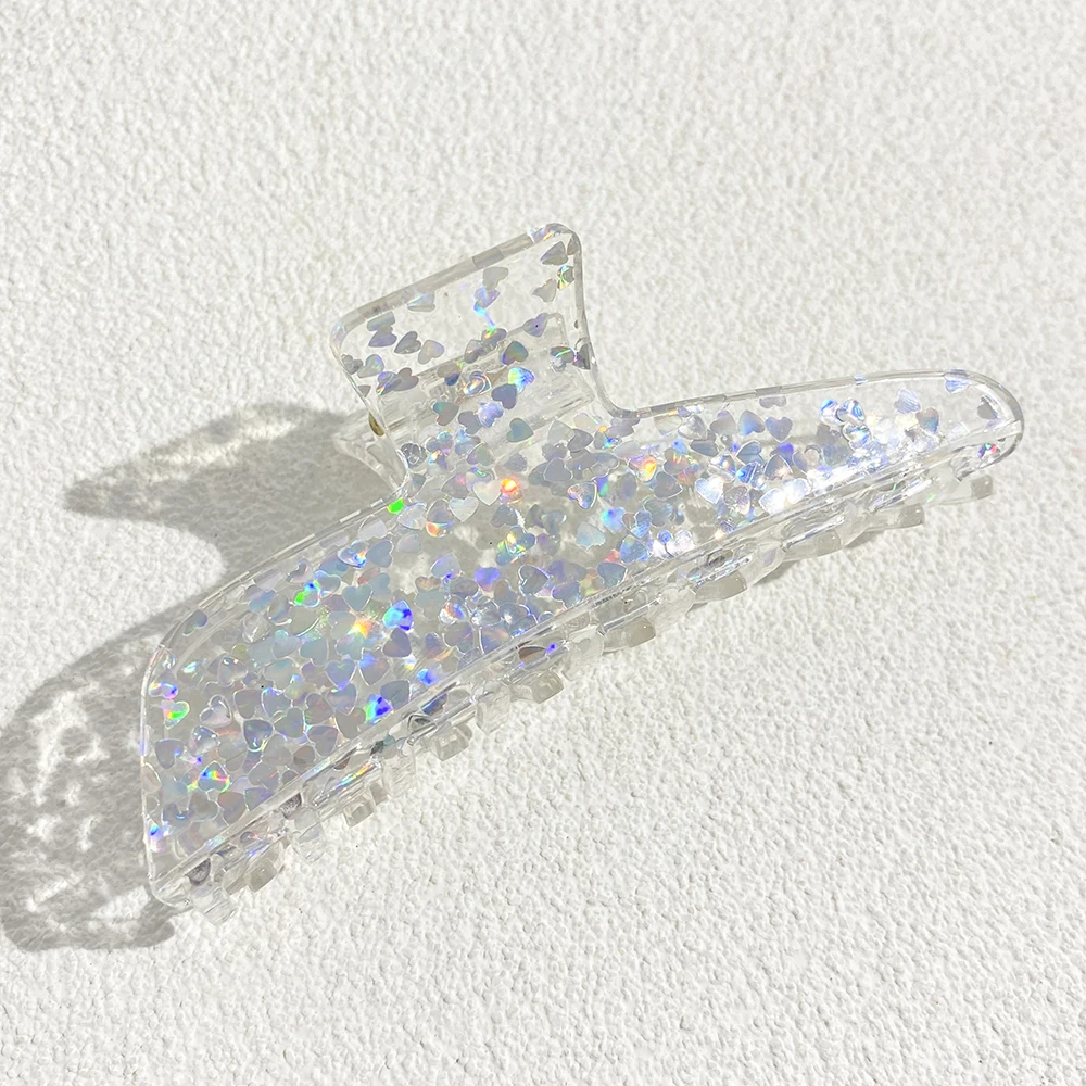 Pince à cheveux requin à paillettes colorées surdimensionnées pour femmes, couvre-chef géométrique Transparent élégant, épingle à cheveux, accessoires pour cheveux, cadeau