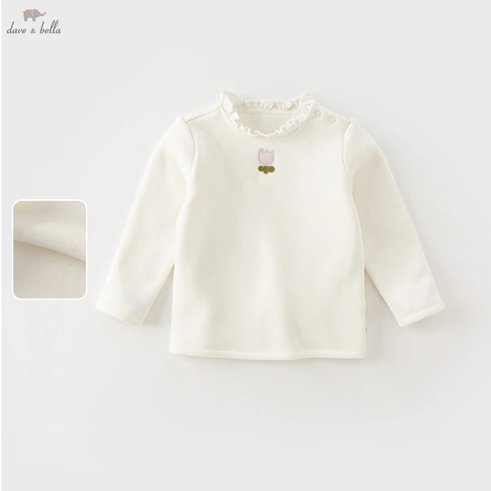 Dave Bella Baby Girl Long Sleeve Velvet Pullover Kids Autumn Winter Warm Knitted Tops Children Outdoor T-shirt DB4238144