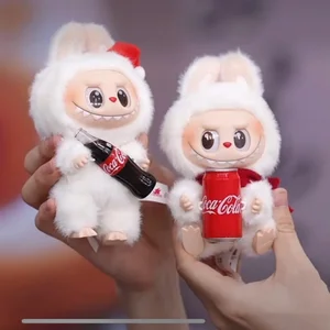 Yeni, hakiki, canavarlar, coca-cola serisi vinil yüz bebek labubu action figure anahtarlık kolye dekorasyon, masa, hediyeler, noel En çok satılan 12 coca-cola anahtarlık-2 numara