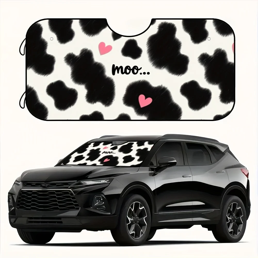 

1pc, Cute Cow Print Car Windshield Sun Shade, Folding Sun Visor, Blocks UV Rays And Sun Heat, Front Window Protector, Ideal For