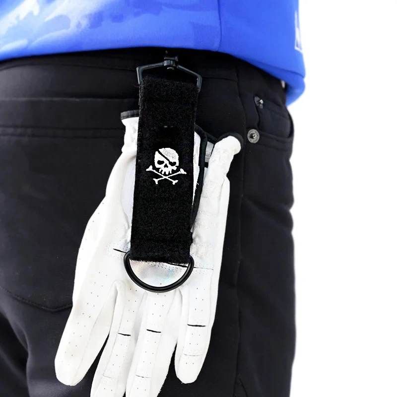 Portable Golf Aids Hanging Glove Holder Skeleton Head Double Sided Tape Buckle Golf Ball Wipe Cloth Outdoor Sports Storage Clip