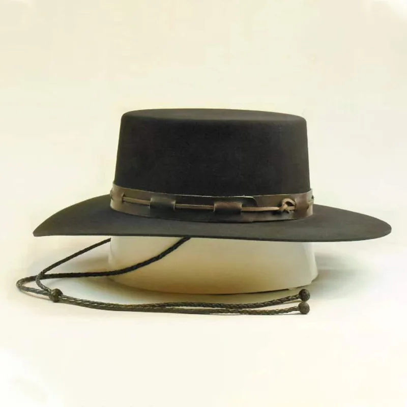 

Wool Hat Solid Color Sheepskin Felt Hat Leather Trimmed Wool Fedora Hat