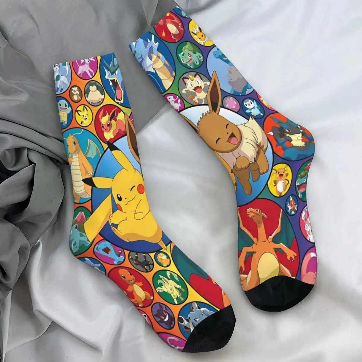 Men Socks Pokemons Anime Stockings Winter Kawaii Soft Socks Printed Outdoor Sports Anti Skid Socks