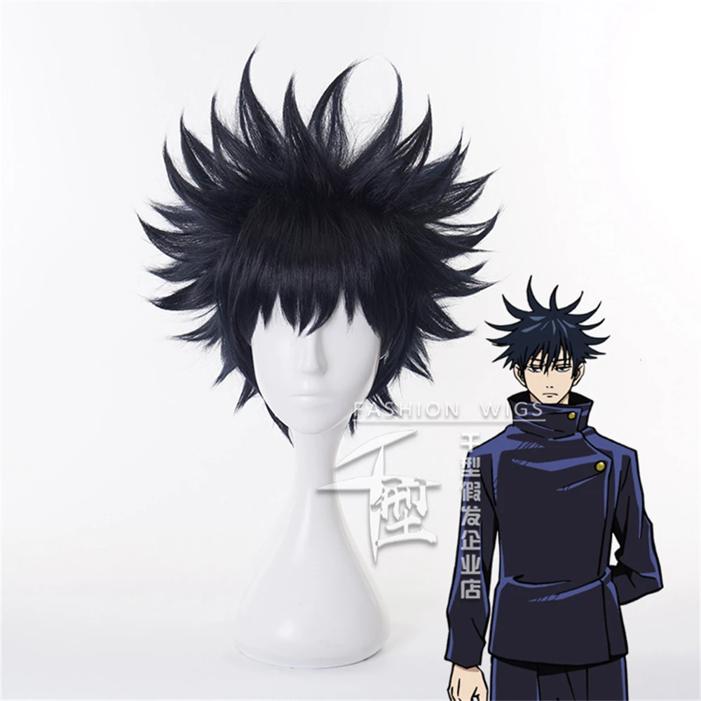 Megumi Fushiguro Cosplay Wig Short Blue Black Heat Resistant Synthetic Hair Wig For Halloween Party Role Play