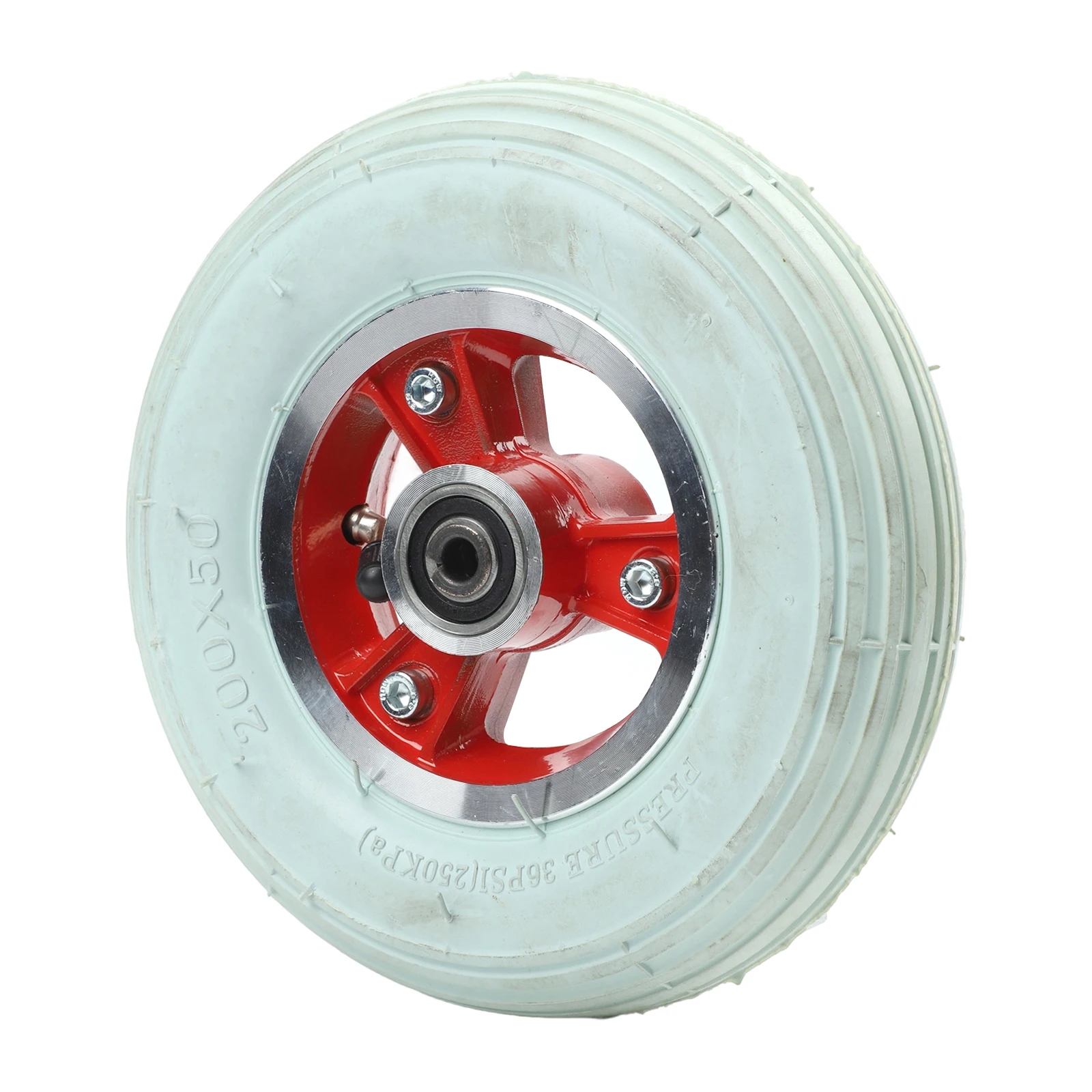 Electric Wheelchair Front Wheel 7-inch with Gray Pneumatic 7x13/4 Tire and Anti-Slip Rubber Tread for Reliable Traction