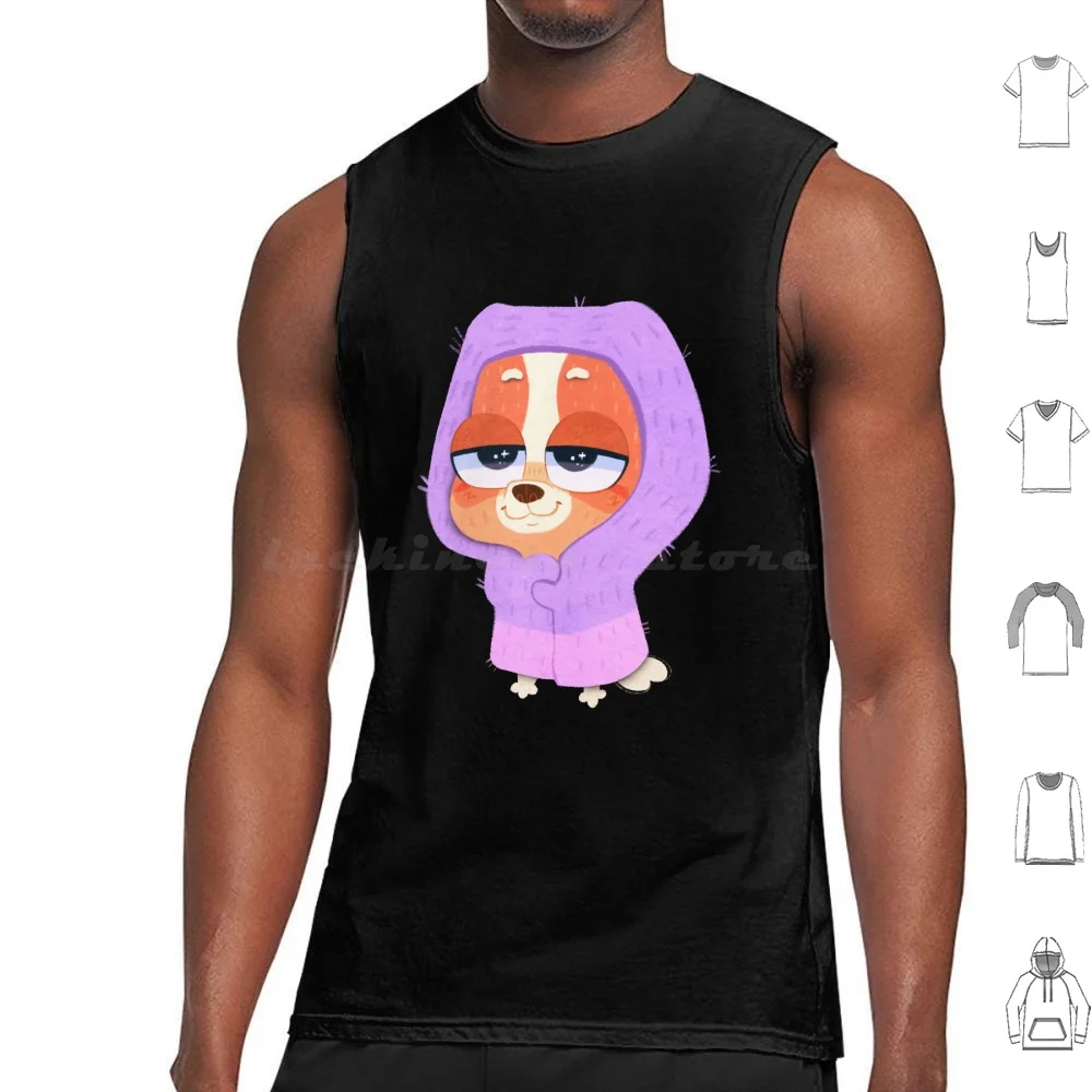 Chibi Granny Bingo Long Tank Tops Vest Sleeveless Muffin Heeler Bingo Funny Dog Cute Cartoon Bandit Australia Muffin Heeler