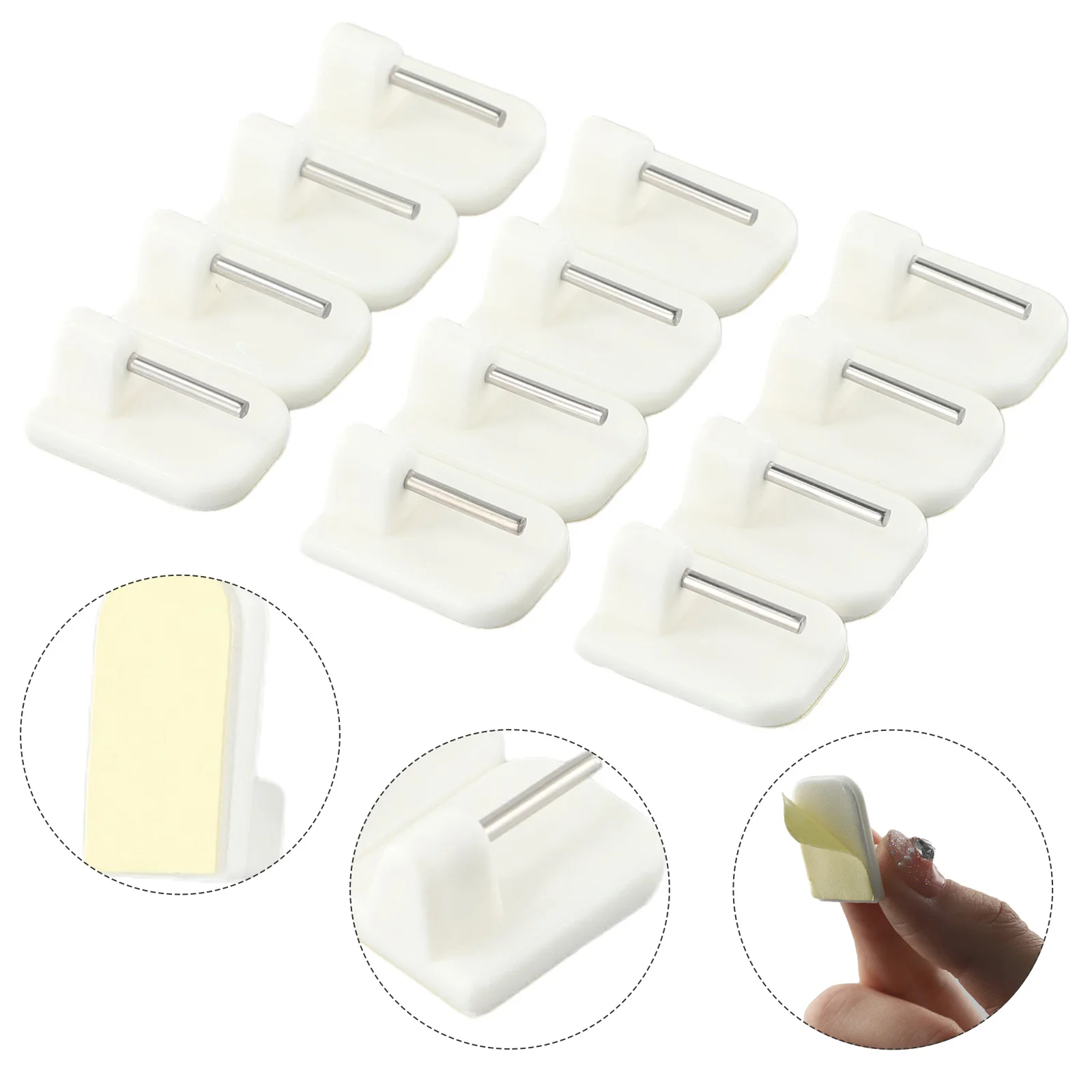 4/8/12pcs Hooks Curtain Rod Bracket Hook White Color Small Adhesive Hook Mini Curtain Rod Support Hook Home Hardware