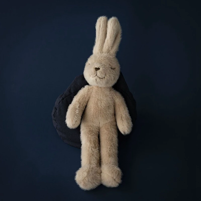

35cm Sleeping Rabbit Plush Toy Brown Squinting Long Strip Soothing Soft Rabbit Doll a Birthday and Christmas Gift for Children