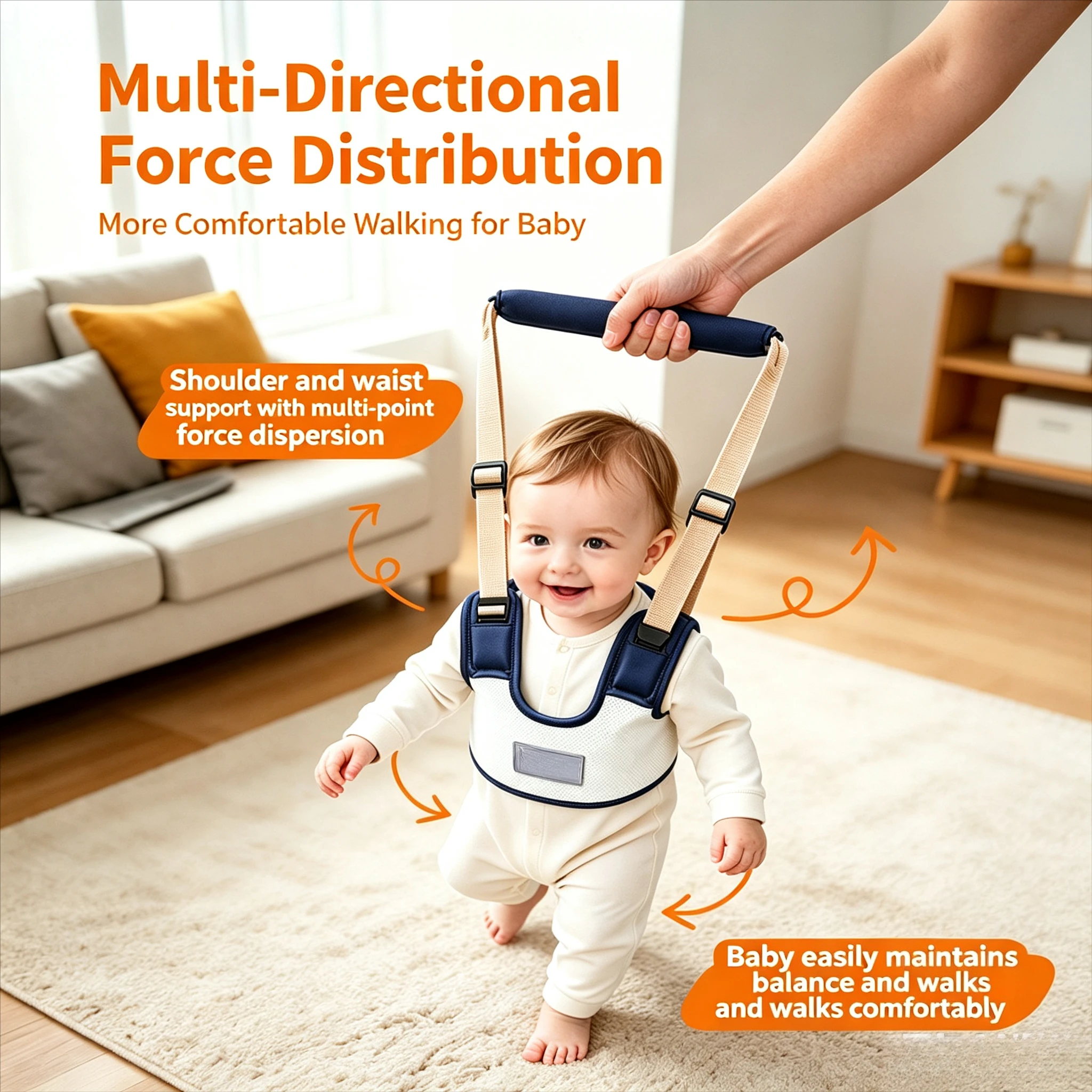 Baby Walker Toddler Walking Harness Handheld Helper Adjustable Standing Up Walking Learning Helper for Toddler 7-24 Month