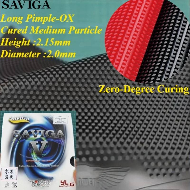 

SAVIGA OX Накладка для настольного тенниса с длинными шипами, отвернутая с нулевым градусом, средняя высота частиц 2,15 мм, резиновая резина для пинг-понга, защита от вращения и атак