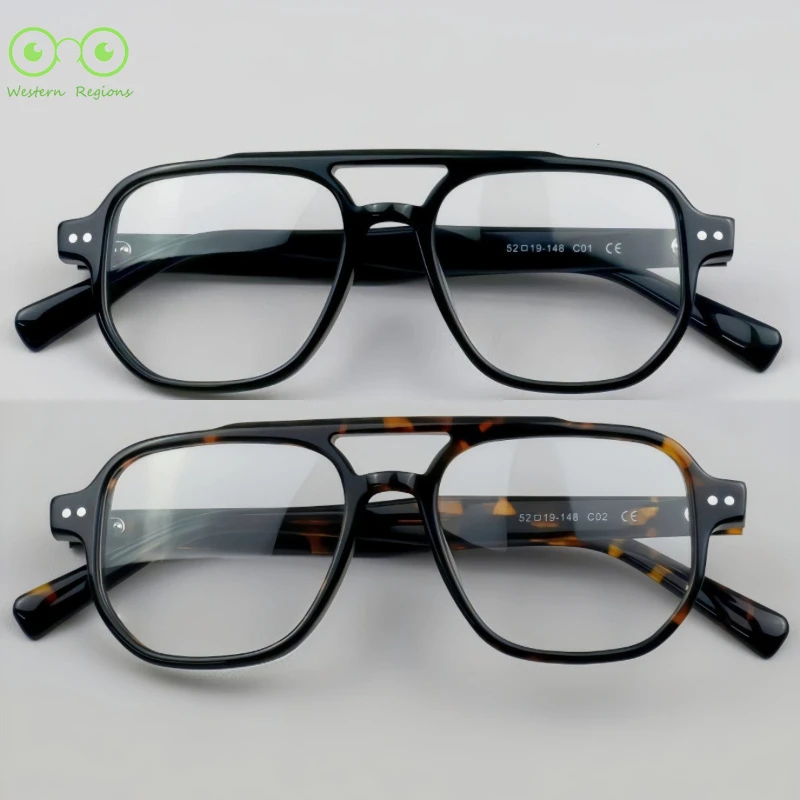 日本と韓国のスクエア型酢酸二重ビームパイロット風のおしゃれな男女兼用メガネフレームは、合わせることができます。