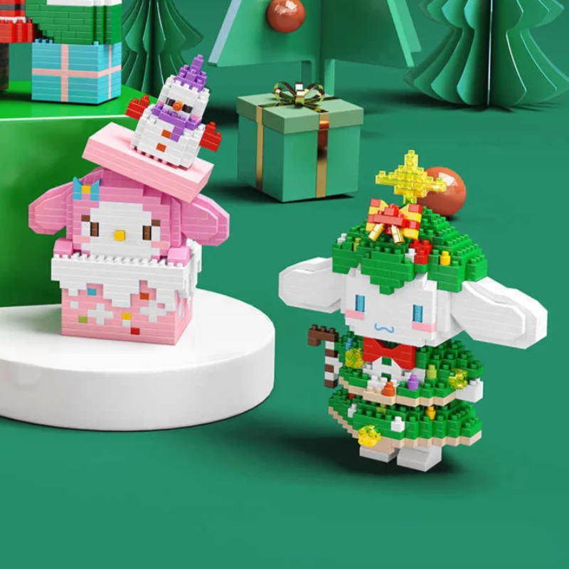 Sanrio Hello Kitty Christmas small particles compatible Lego building block cartoon jade cinnamon dog children's puzzle ornament