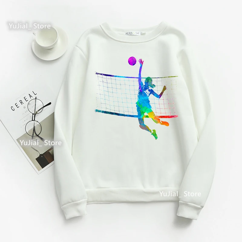 New Watercolor Volleyball Girls Print Sweatshirt Women Love Sports Hoodie Femme Harajuku Kawaii Clothes Fashion Jumper