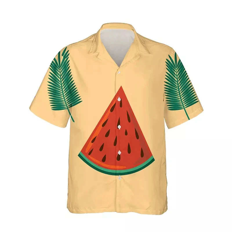 Shirts For Men Tropical Fruits Graphic Lapel Men Blouse Vacation Fashion Female Clothing 2024 Summer Holiday Patry Shirts Tops