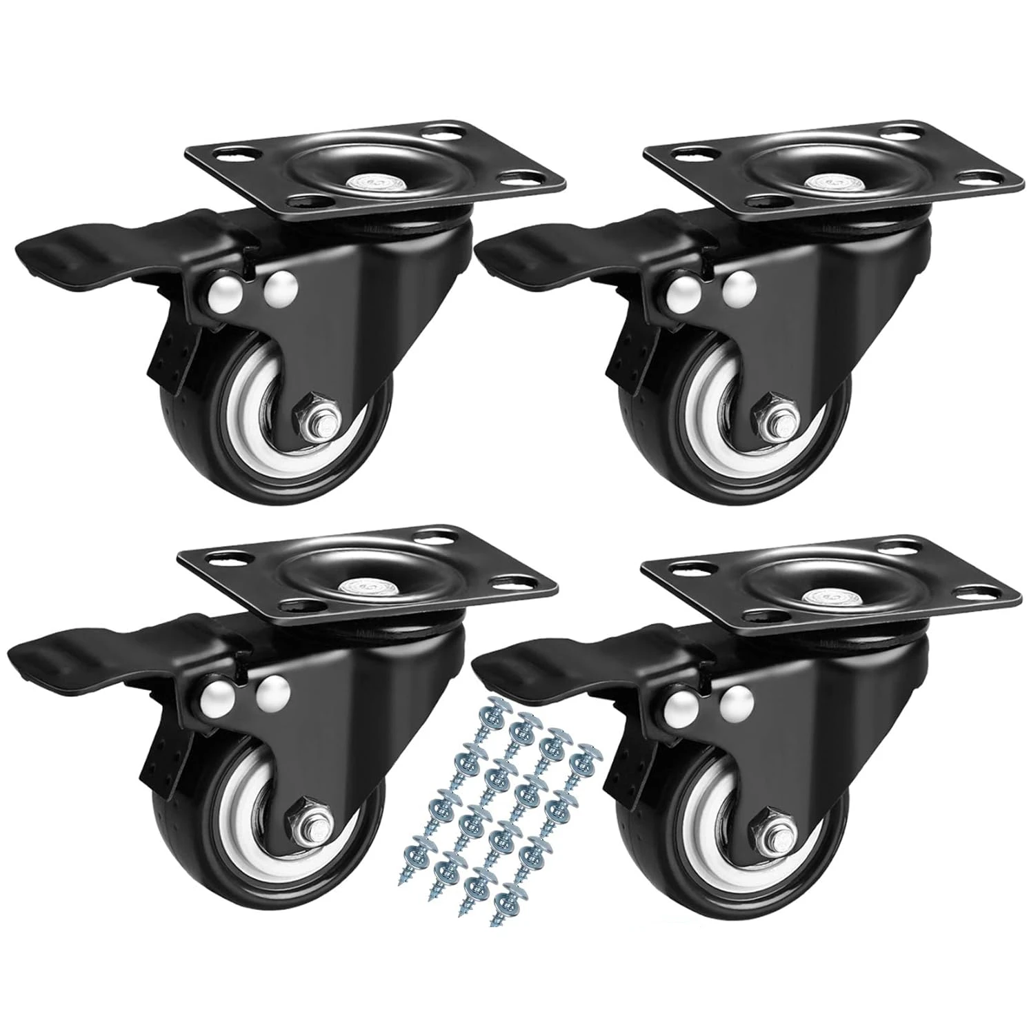 

4 шт. сверхмощные ролики, резиновые колеса, ролики для мебельных колес, 360 колес ° Промышленные роликовые колеса с тормозом Offic