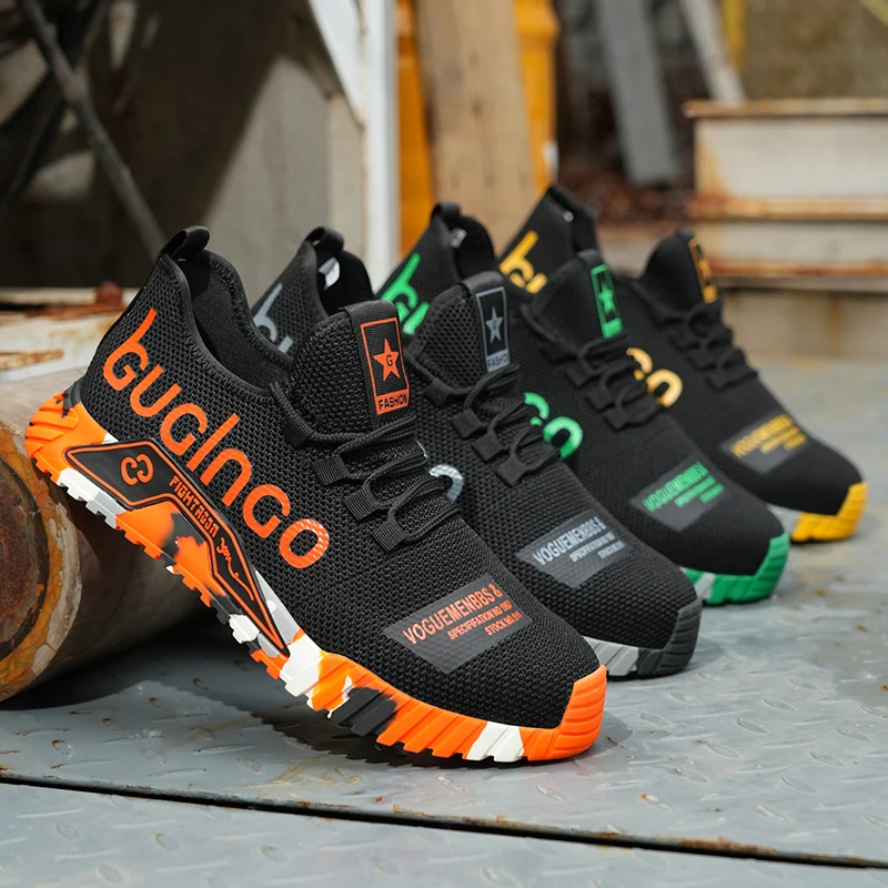 Fashion Safety Boots Men Indestructible Steel Toe Work Boots Anti-smash Stab-resistant Safety Shoes Biker Botas Para Hombre