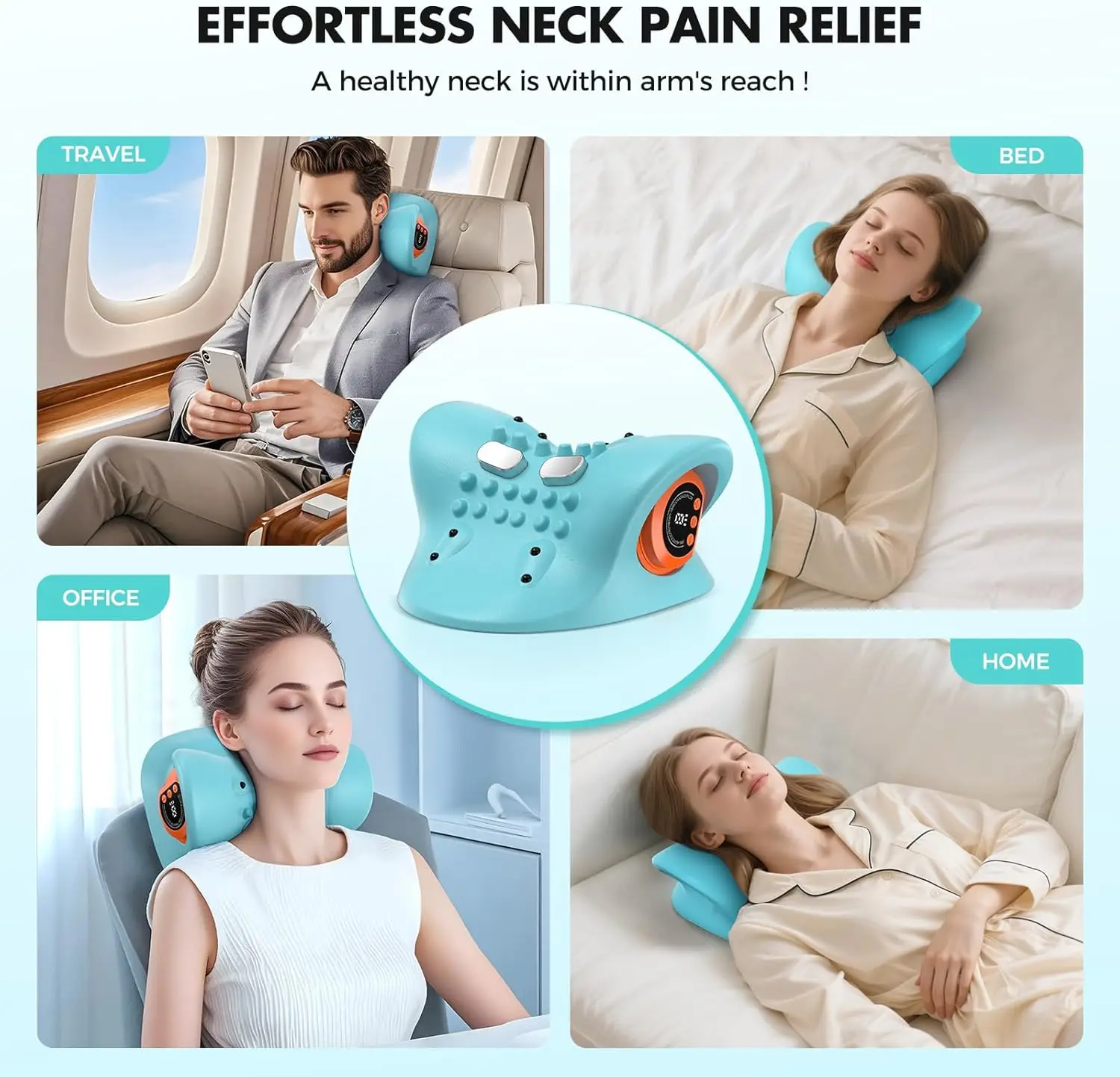 Portable Neck Massager with Heat & Vibration - 3 Modes, Adjustable Intensity for Shoulder Relaxation at Home or Office view 3