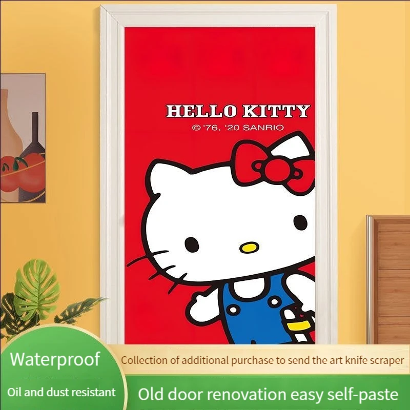 

New Hot Sanrio Hello Kitty Door Sticker Kawaii Anime Figure Wall Bedside Stickers Window Cartoon Diy Decorate Girl Princess Room