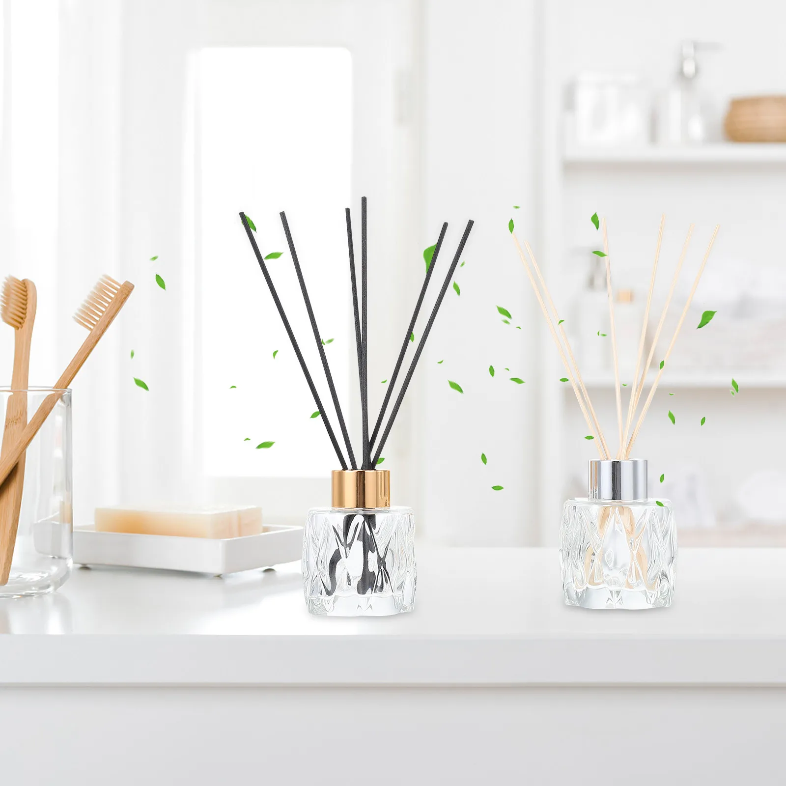 1Set Glass Aroma Diffuser Bottles Reed Sticks Aroma Containers Home Decor for Spa Meditation Weddings Glass Bottles