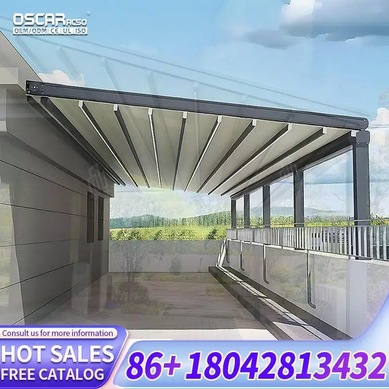 

Открывающийся павильон-пергола для бассейна со светодиодными лентами, алюминиевый навес из ПВХ для заднего двора, сада и патио, раздвижной