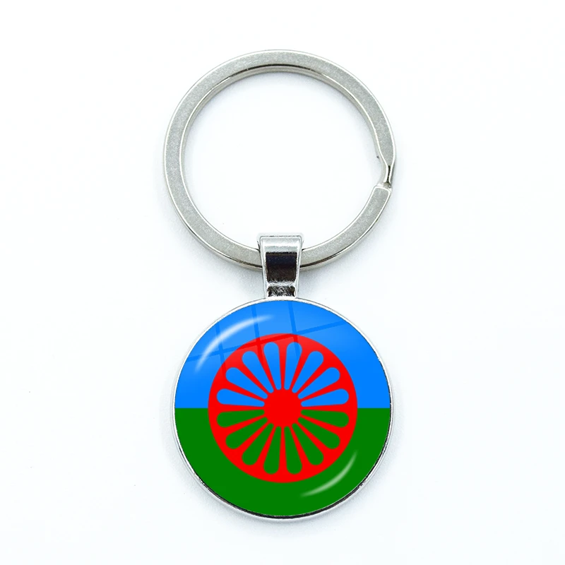 Gypsy Flag Romani Peoples Flag Keychain Keyring Jewelry Pendant Convex Glass Keychain Friends Gift