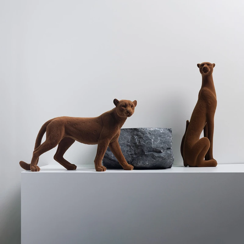 Modern Leopard Resin Ornaments for Living Room, Desktop Entrance Pendant, Indoor Home Decoration, Luxury Festival, Birthday Gift