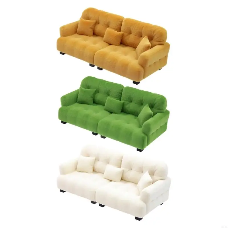 

A5YC Modern Miniature Flocking Sofa 1/12 Scale Dollhouses Living Room Decors Piece