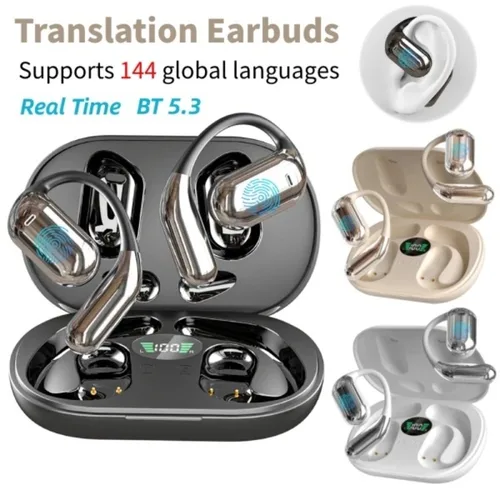 Auriculares con traductor AI, 144 idiomas, 3 en 1, cancelación de ruido, Bluetooth 5,3, traductor instantáneo, voz inteligente en tiempo Real