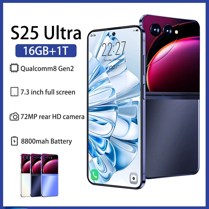 S25 Ultra Smartphone 7.3 inch Full Screen 16G+1TB 8800mAh Smartphone 5G 48+72MP Mobile Phones Global Version 4G/5G Dual Sim