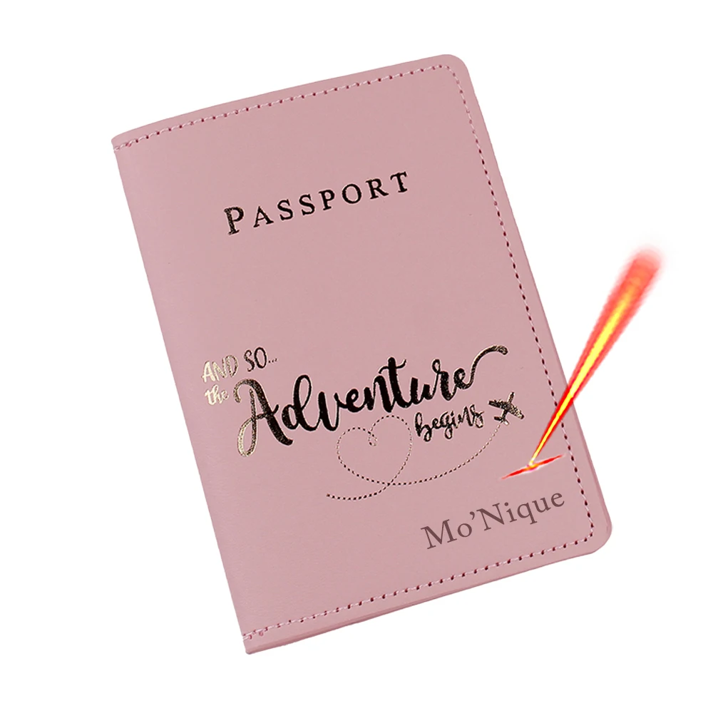 Custom Name Passport Cover Letter Lover Travel Wallet Leather Pink Cute Passport Case Purse Girl Passport Holder